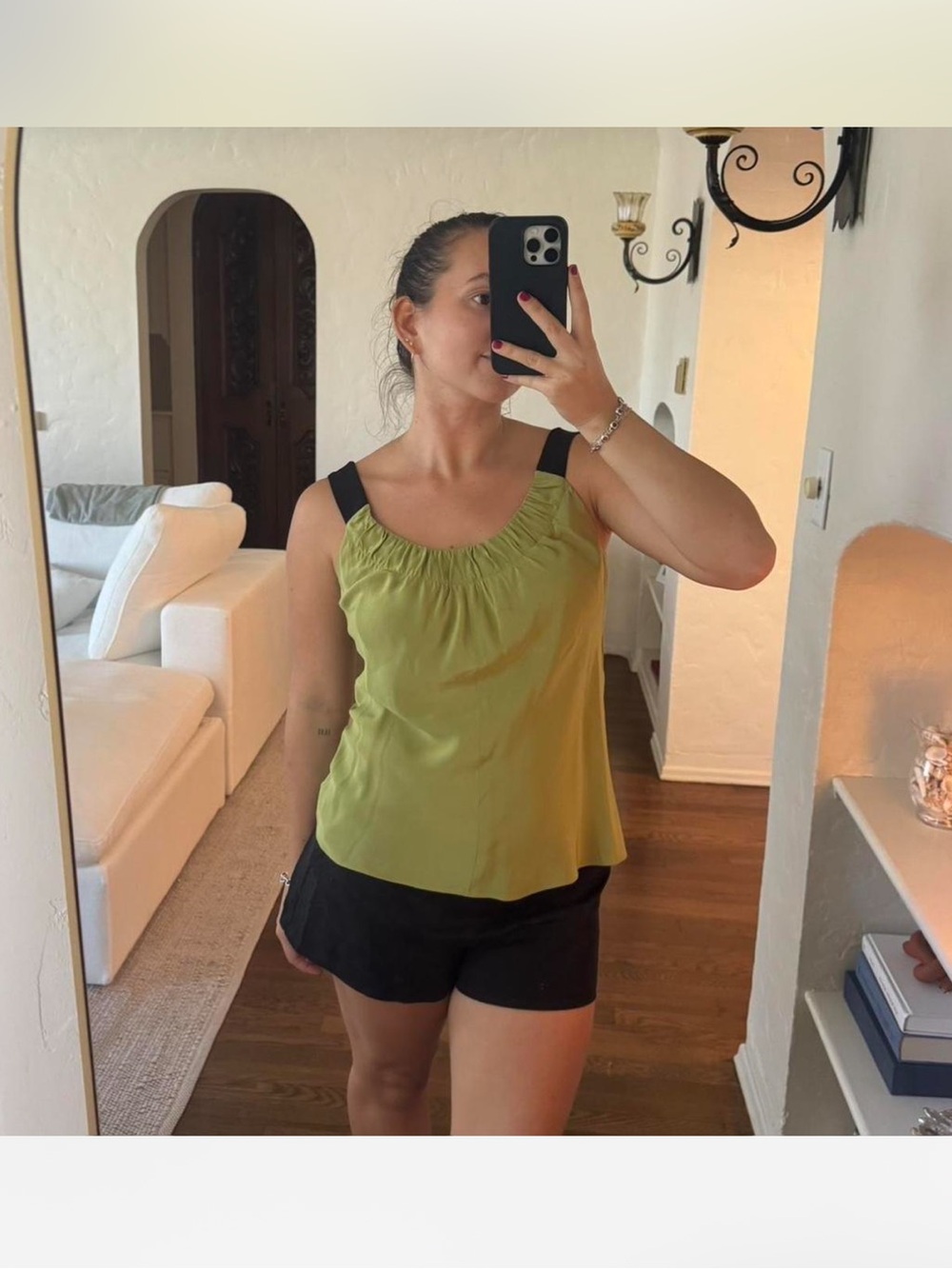 Nine West Olive Green Camisole with Black Straps